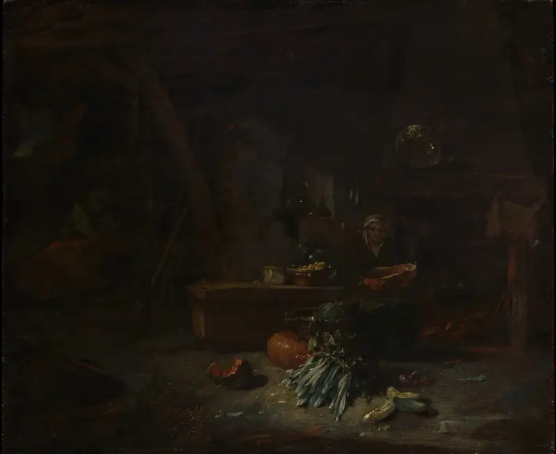 Interior of a Kitchen av Willem Kalf