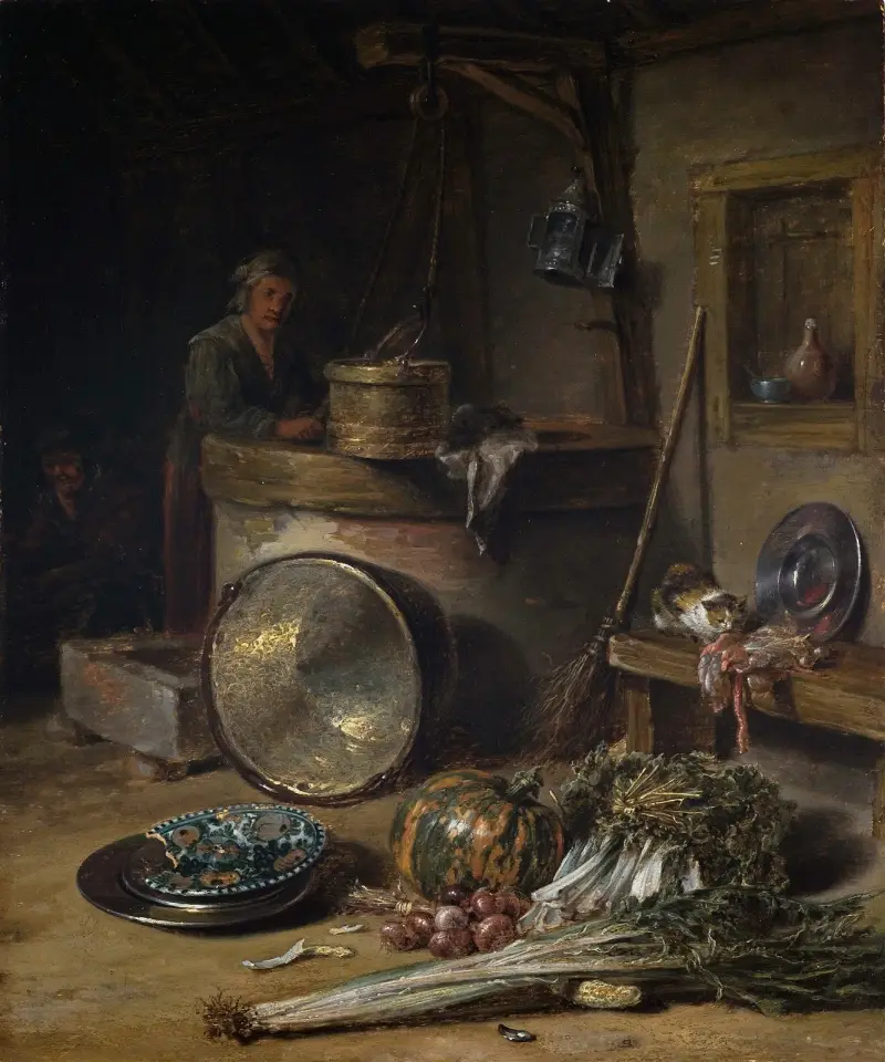 Peasant Interior with Woman at a Well av Willem Kalf