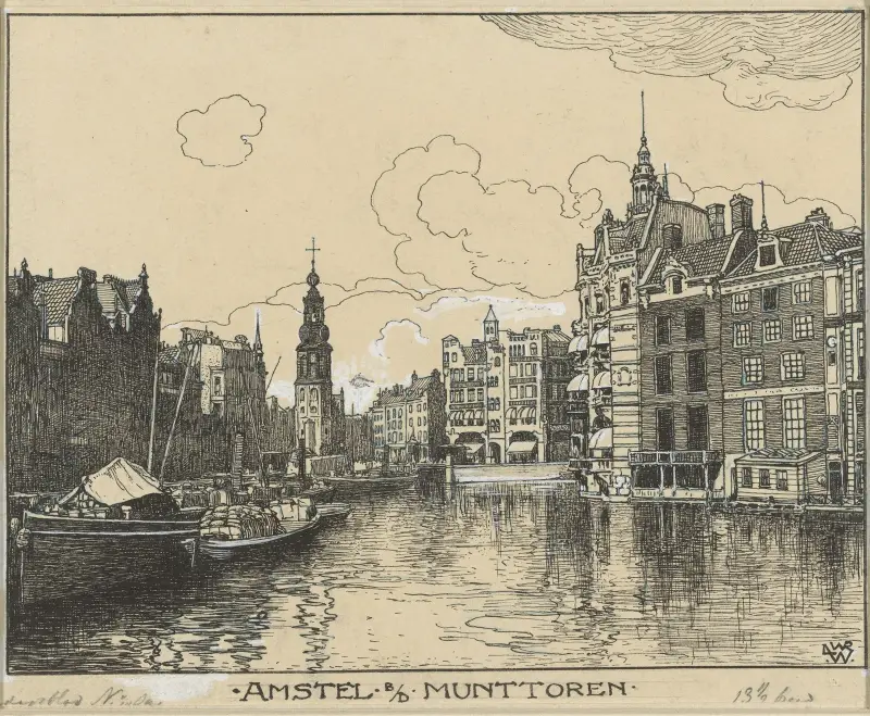 Amstel an der Munttoren von Willem Wenckebach