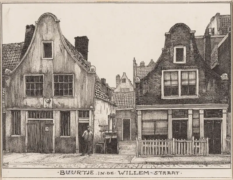 Buurtje in de Willemstraat te Amsterdam av Willem Wenckebach