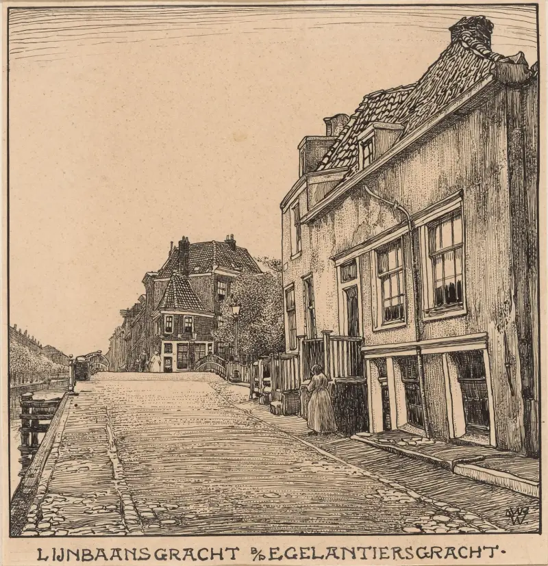 Lijnbaansgracht vid Egelantiersgracht i Amsterdam av Willem Wenckebach