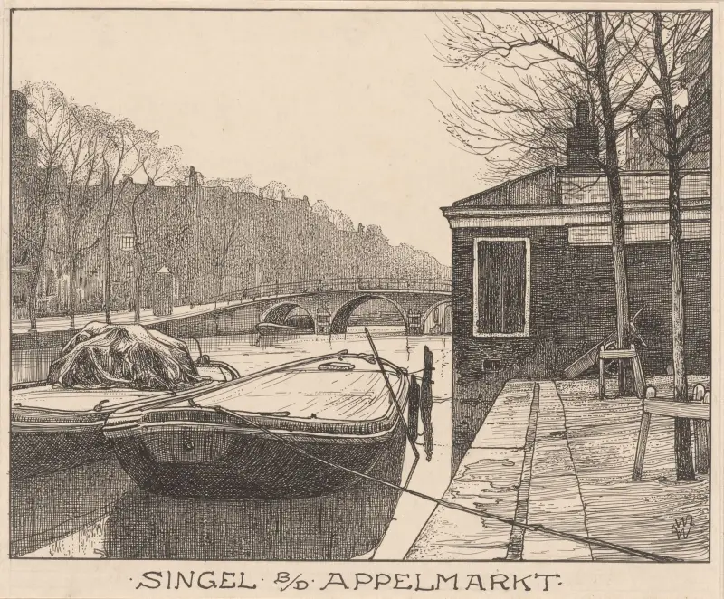Singeln vid äppeltorget i Amsterdam av Willem Wenckebach