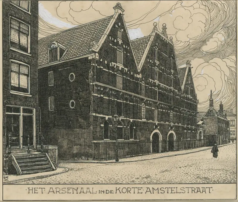 Het Arsenaal in de Nieuwe Amstelstraat te Amsterdam av Willem Wenckebach