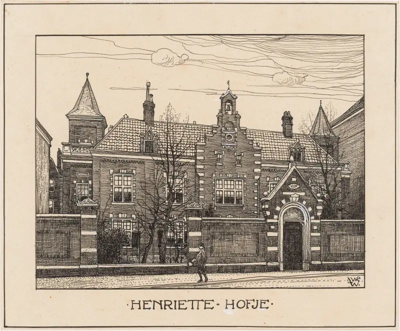 Henriette Hofjes gård vid Stadhouderskade i Amsterdam av Willem Wenckebach