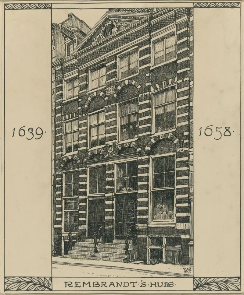 Het Rembrandthuis aan de Joden Breestraat te Amsterdam av Willem Wenckebach