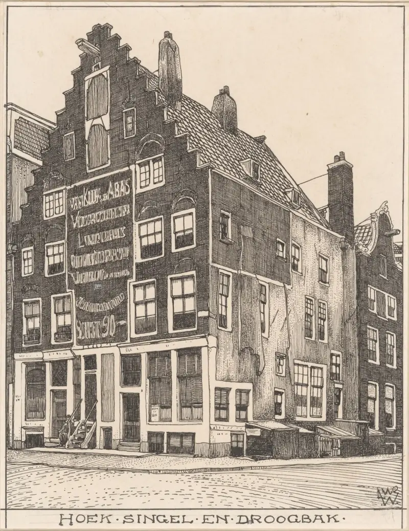 Det spanska huset på hörnet Singel och Droogbak i Amsterdam av Willem Wenckebach