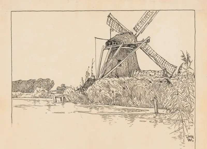Moln vid en vattenkant av Willem Wenckebach