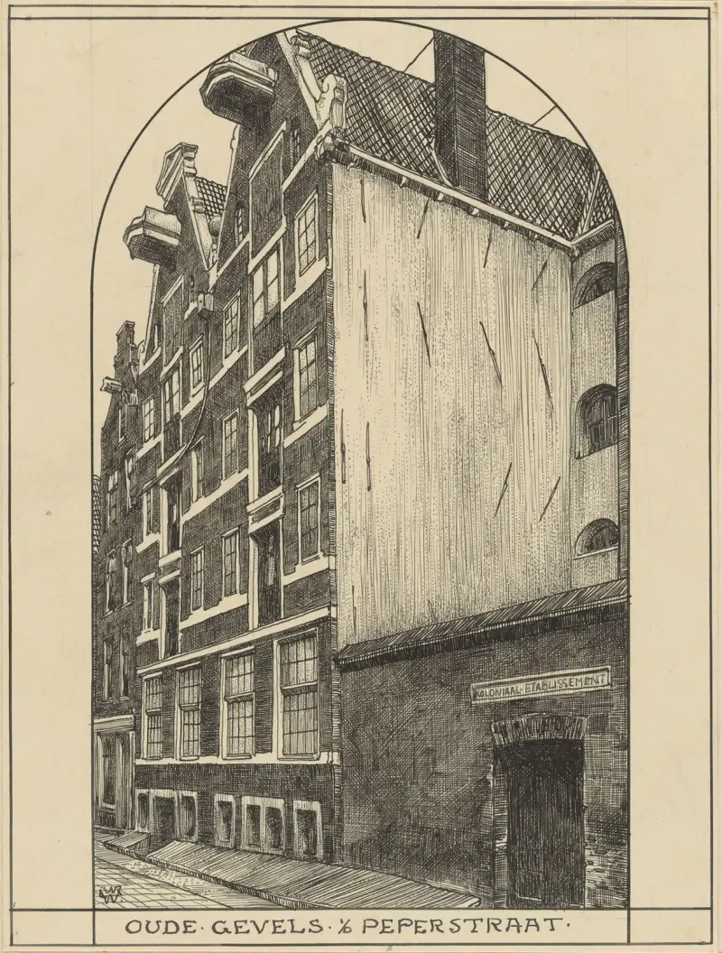 Gamla fasader på Peperstraat i Amsterdam av Willem Wenckebach