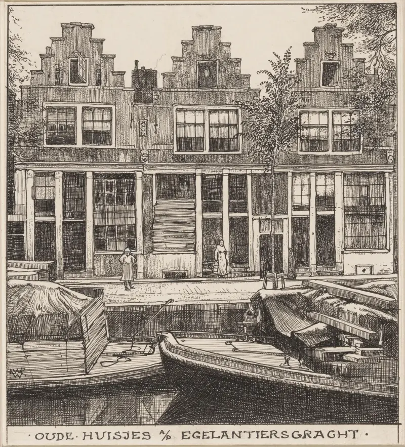 Alte Häuser am Egelantiersgracht in Amsterdam von Willem Wenckebach