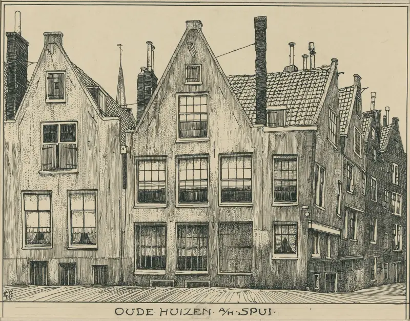 Gamla hus vid Spui i Amsterdam av Willem Wenckebach