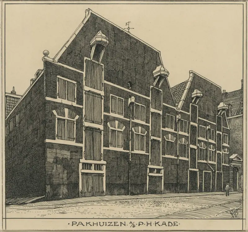 Pakthus vid Prins Hendrikkade i Amsterdam av Willem Wenckebach