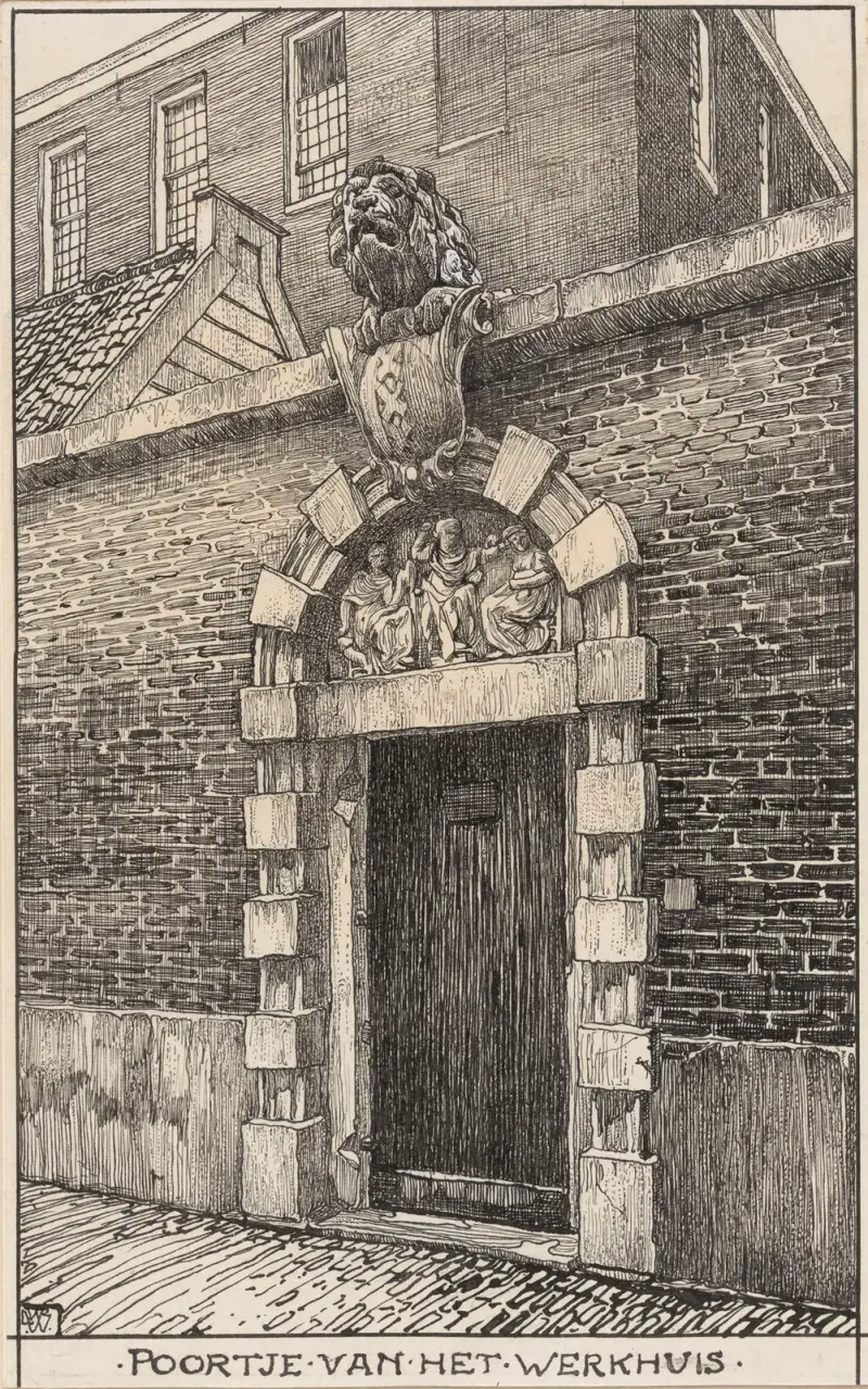 Porten vid Werkuis (Lejonporten), på Nieuwe Kerkstraat i Amsterdam av Willem Wenckebach