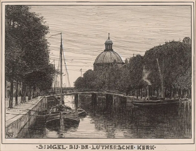 Singel an der Lutherischen Kirche in Amsterdam von Willem Wenckebach