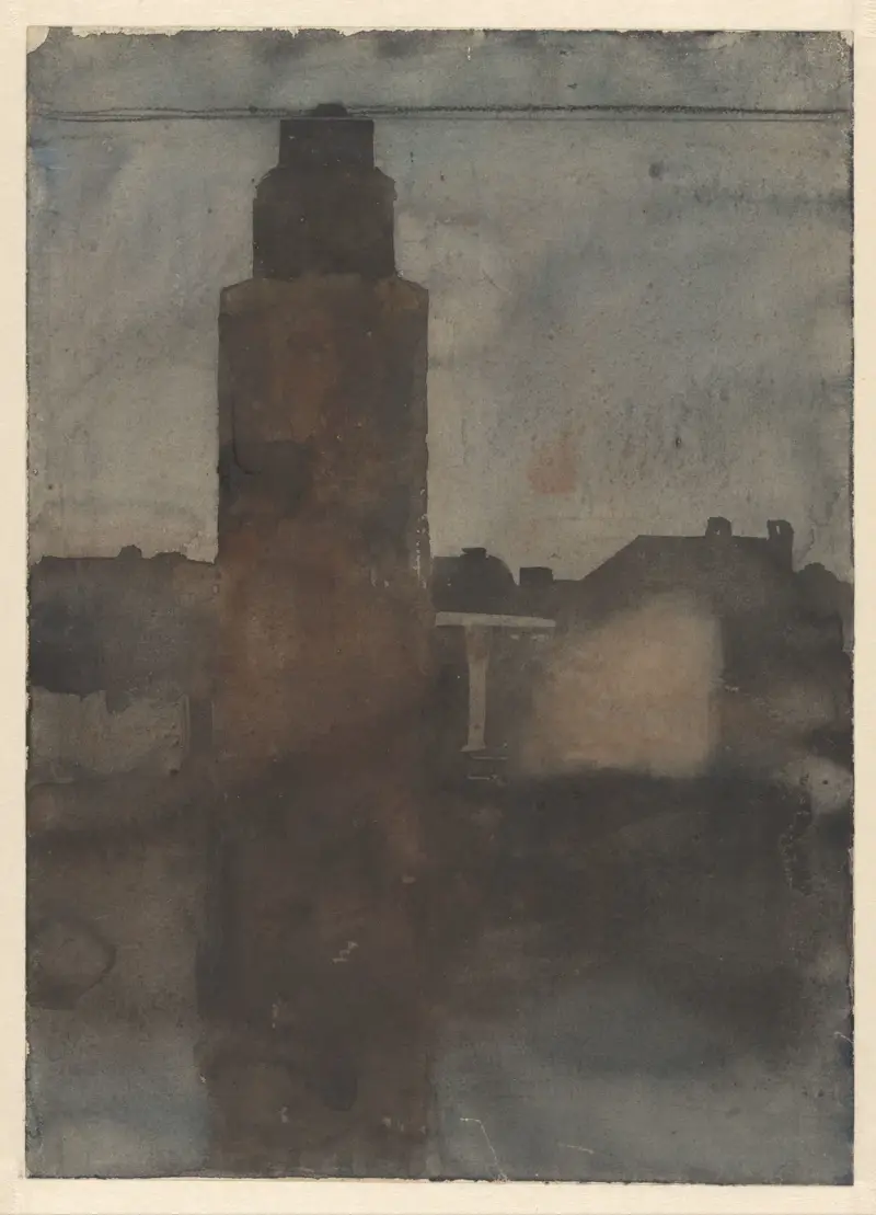 De voet van de Montelbaanstoren, bij avond av Willem Witsen