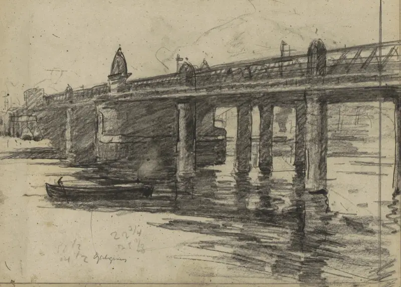 Vy över Charing Cross Bridge i London av Willem Witsen