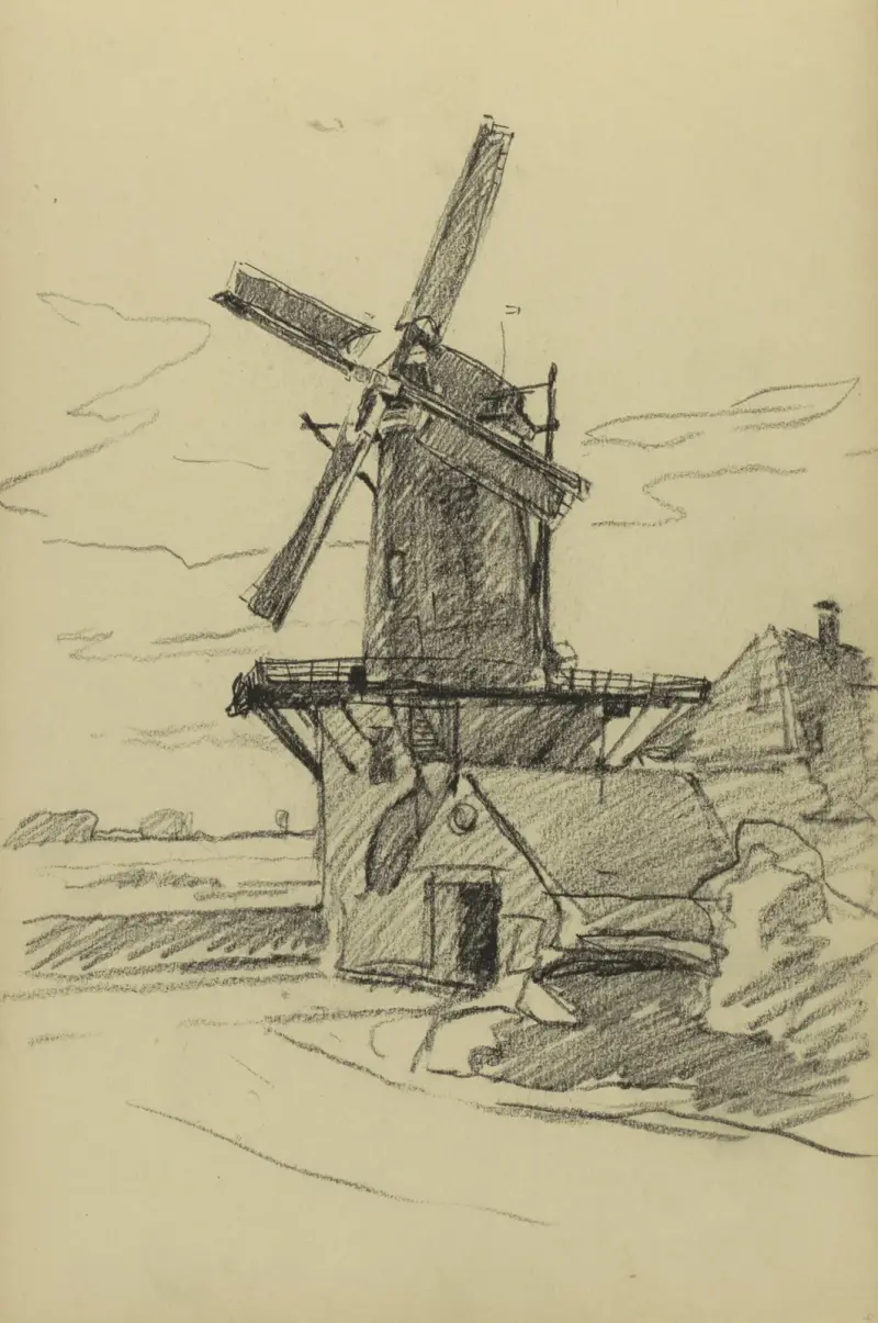 Blick auf die Mühle Rijn en Lek bei Wijk bij Duurstede von Willem Witsen