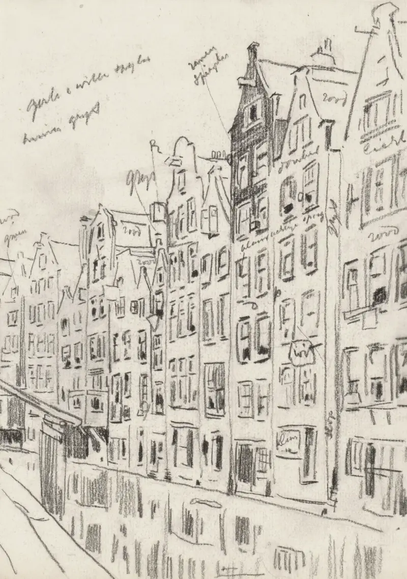 Vy över Oudezijds Achterburgwal i Amsterdam, vid Oudezijds Kolk av Willem Witsen