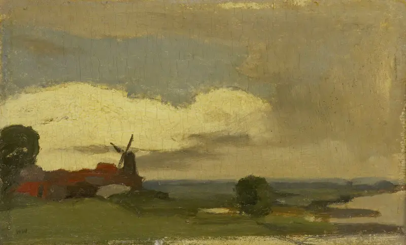 Landskap med kvarnen i Wijk bij Duurstede av Willem Witsen
