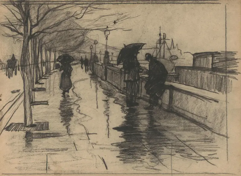 Regn, Thames Embankment i London av Willem Witsen