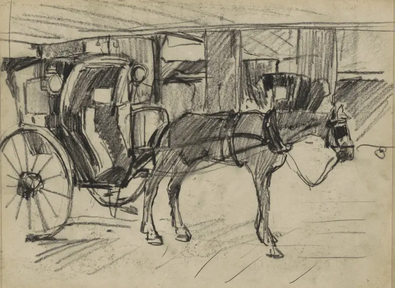 Vagnar under Charing Cross Bridge i London av Willem Witsen