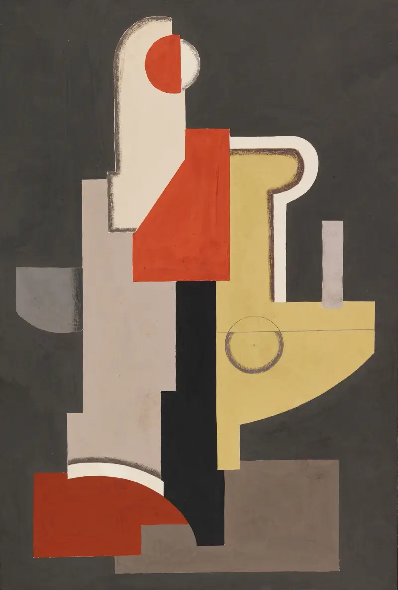 Abstraktion (Konstruktion Rot-Oliv III) von Willi Baumeister