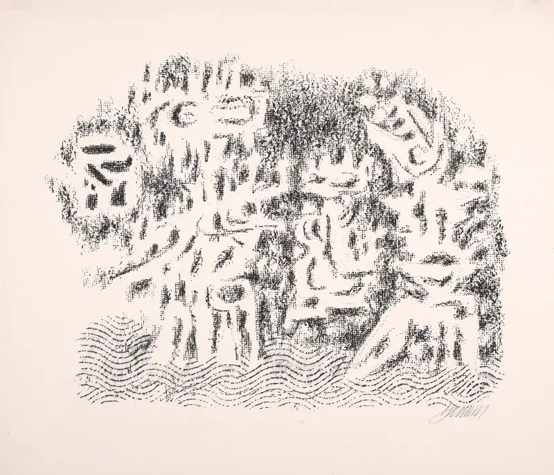 Aufzug der Giganten (Urzeitgestalten) von Willi Baumeister