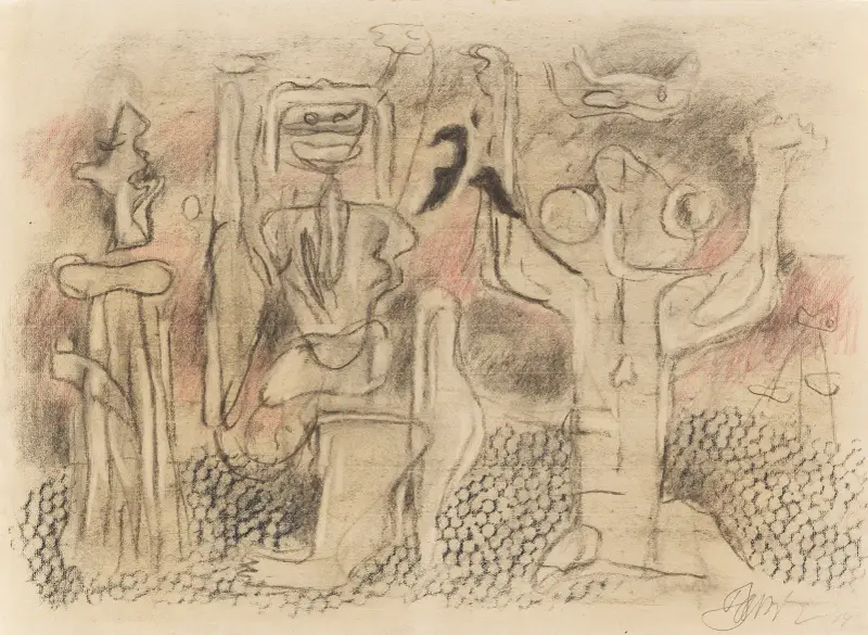 Figurengruppe mit Läufer von Willi Baumeister