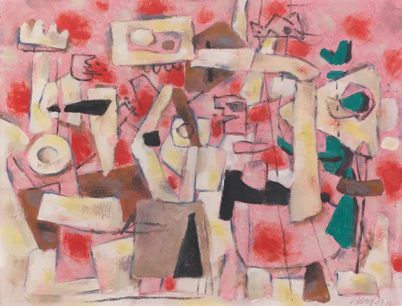 Heitere Bewegung auf Rosa, 1946 – Nr. 2 von Willi Baumeister