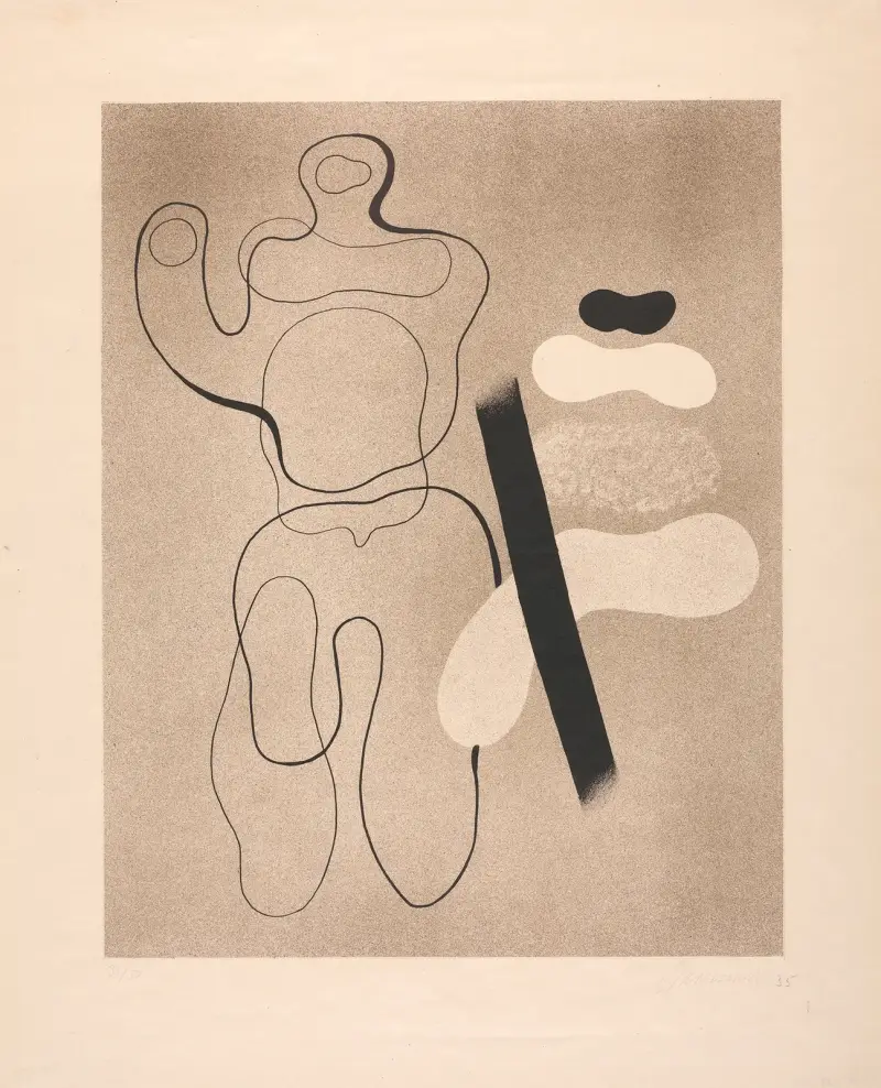 Linienfigur auf Braun von Willi Baumeister