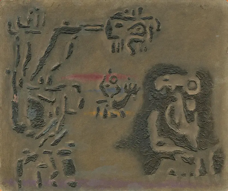 Mit dem Ungeheuer Chumbaba von Willi Baumeister