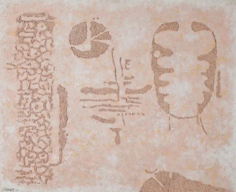Relief-Bild Rötlich von Willi Baumeister