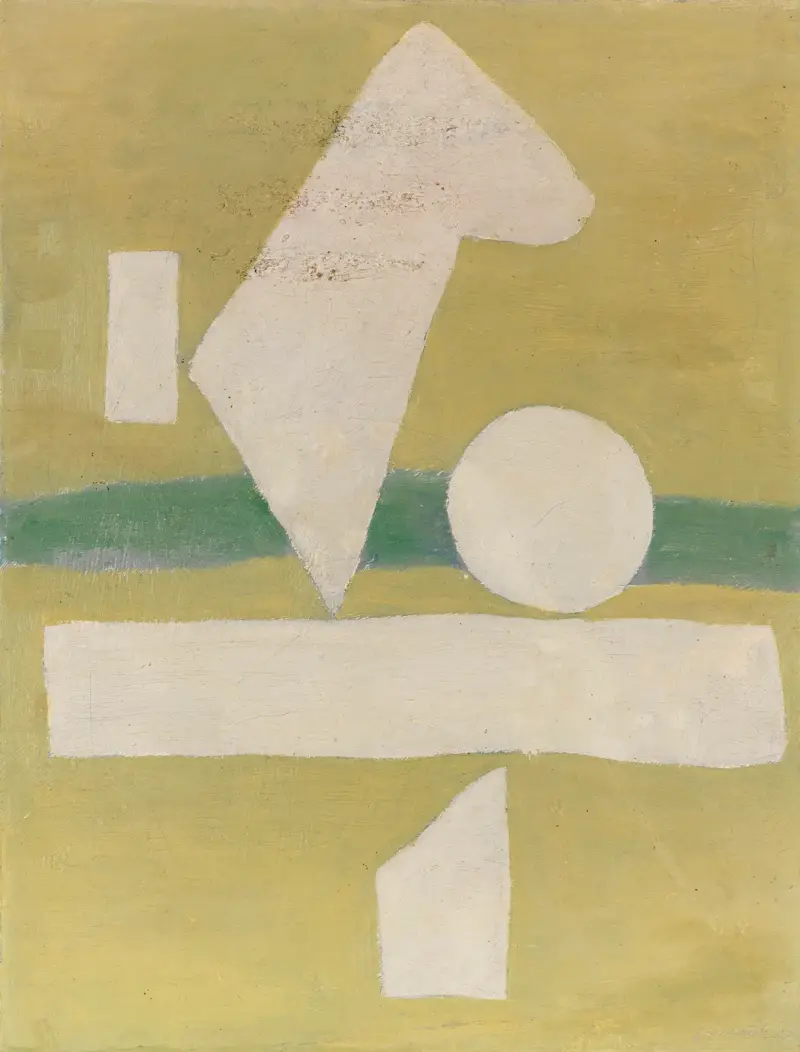 Weißes Zeichen auf Hellgrün von Willi Baumeister