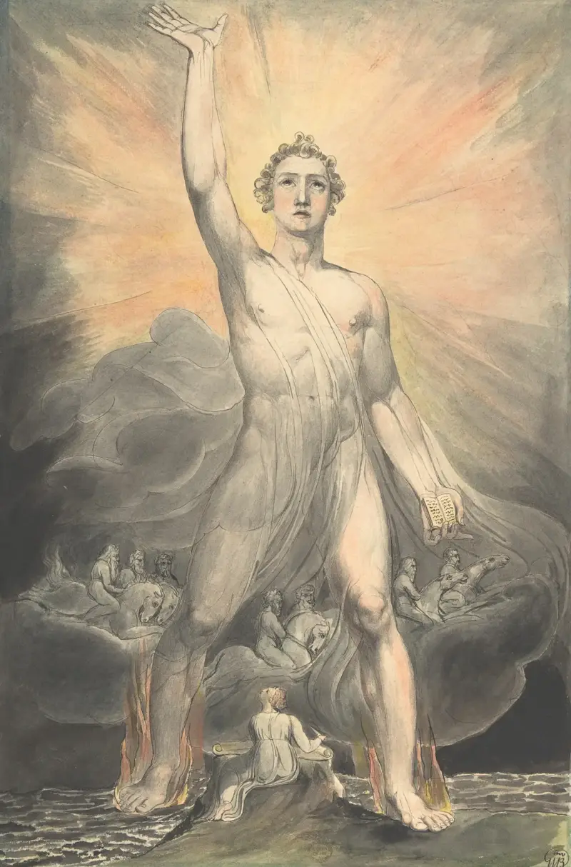Angel of the Revelation (Book of Revelation, chapter 10) (ca. 1803–5) av William Blake