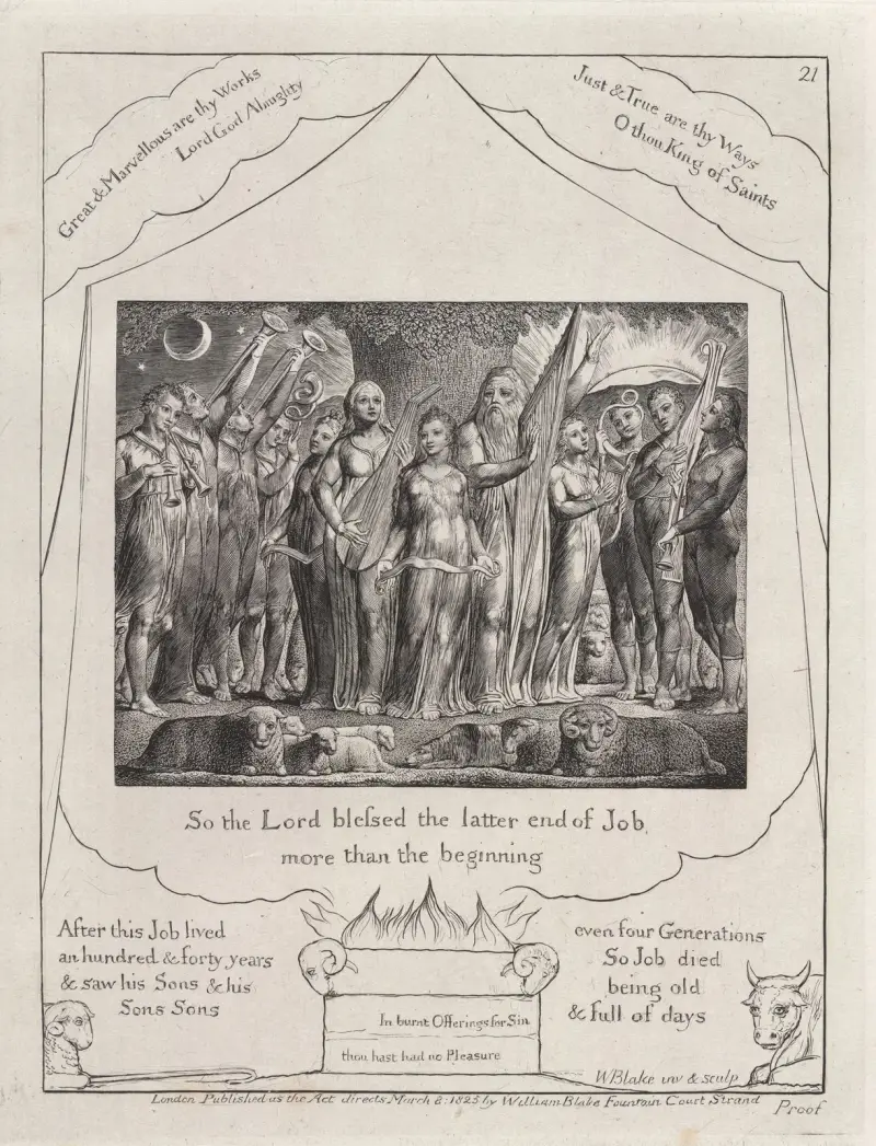 Illustrations of the book of Job Pl.22 av William Blake