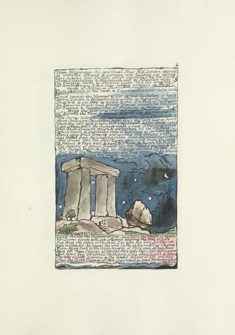 Milton, en dikt i 2 böcker, pl. 4 av William Blake