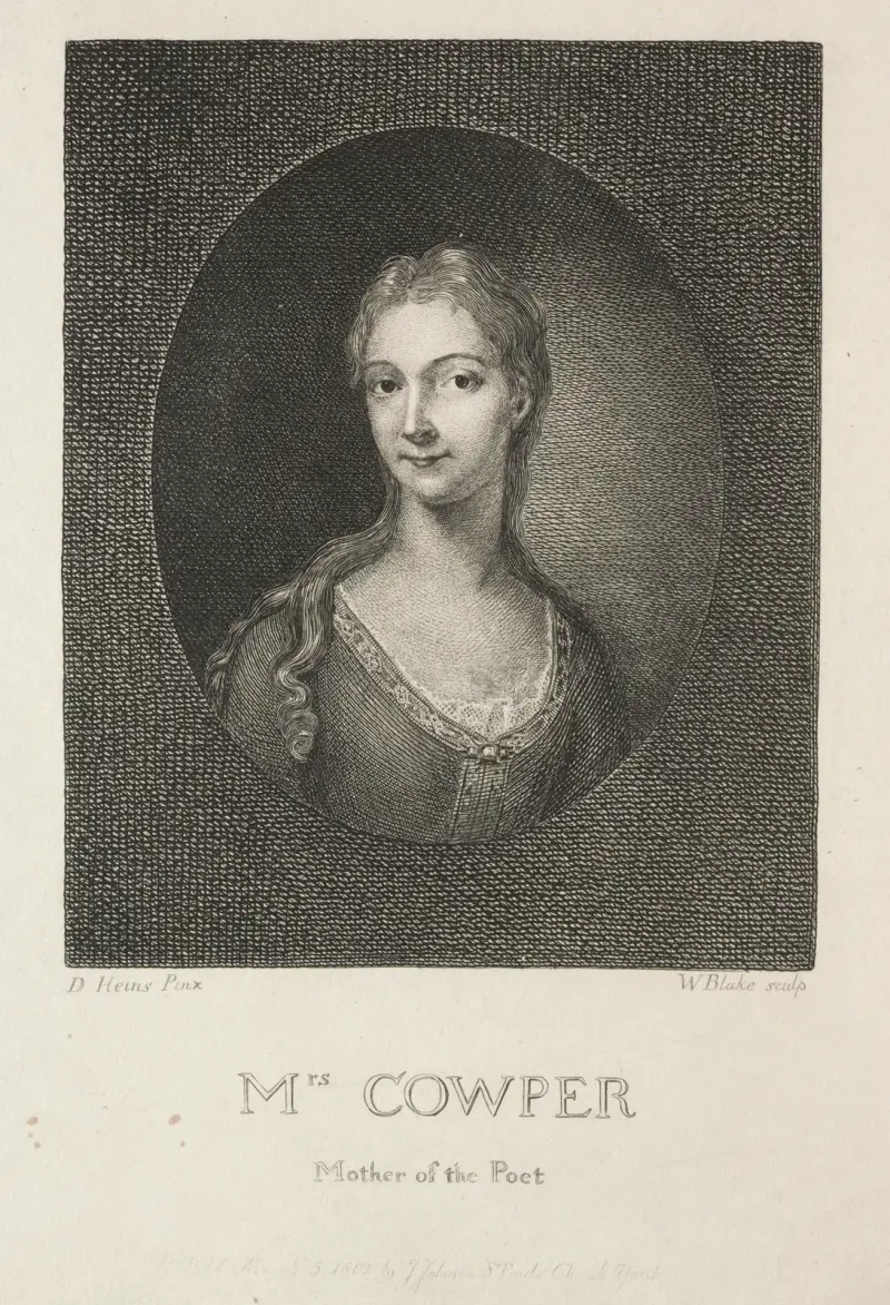 Mrs. Cowper, Mother of the Poet av William Blake