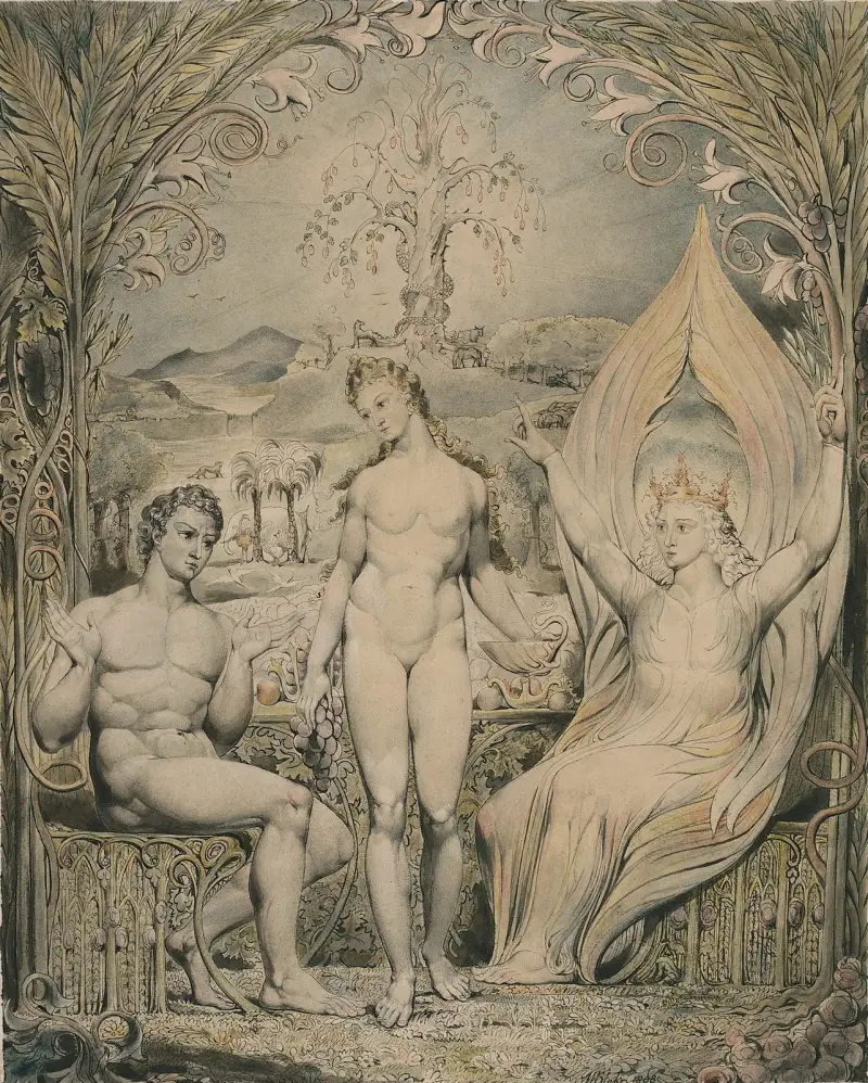 The Archangel Raphael with Adam and Eve av William Blake