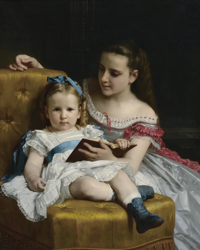 Ett porträtt av Eva och Frances Johnston av William Bouguereau