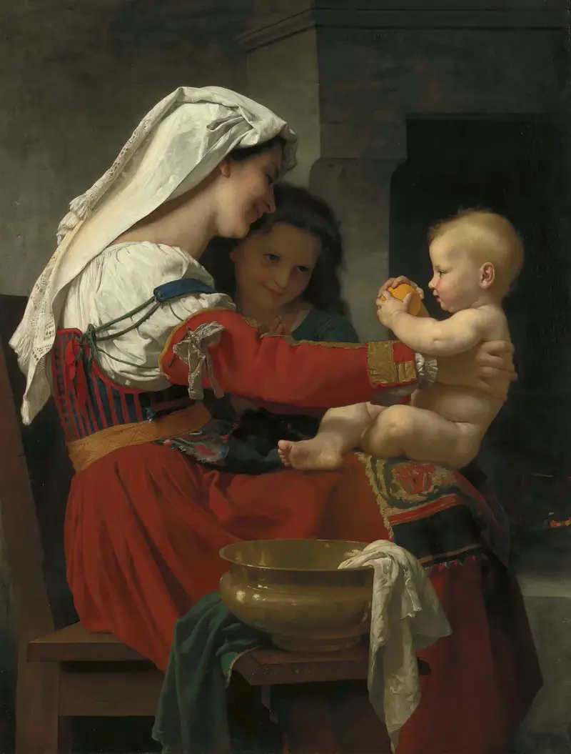 Moderlig beundran – badet av William Bouguereau