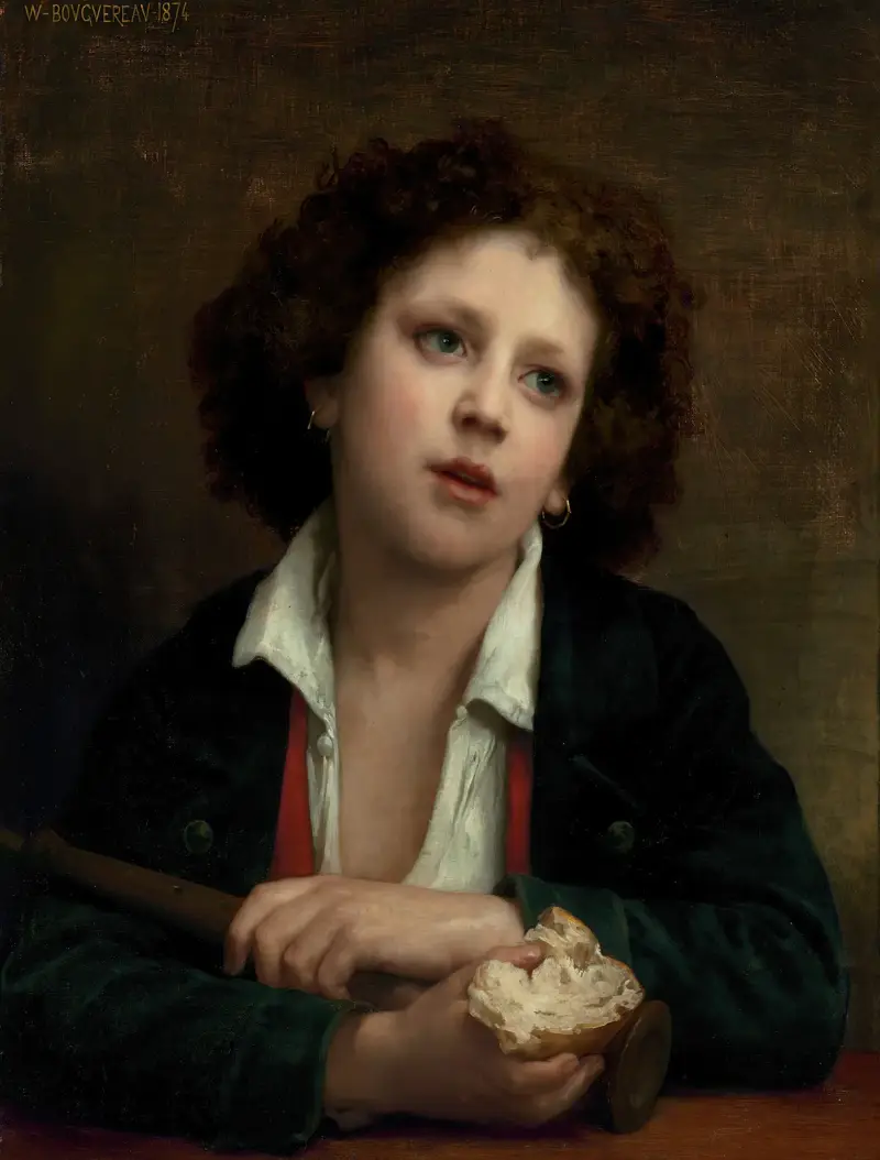 Italiensk pojke med brödbit av William Bouguereau