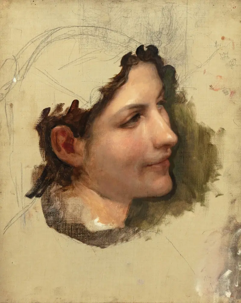 Studie av kvinnohuvud av William Bouguereau