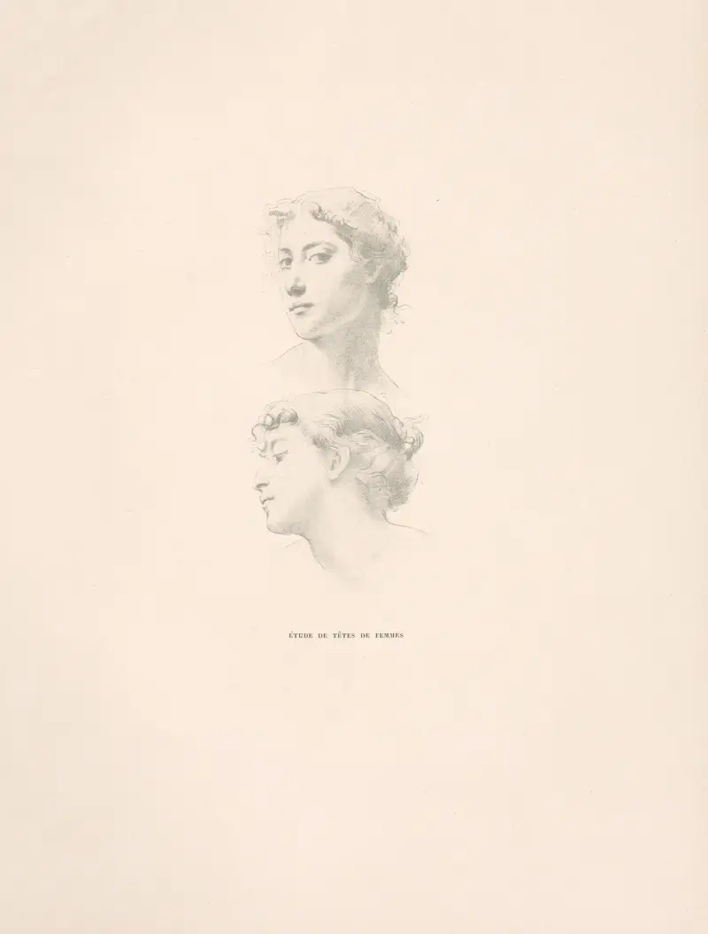 Studie av kvinnohuvuden av William Bouguereau