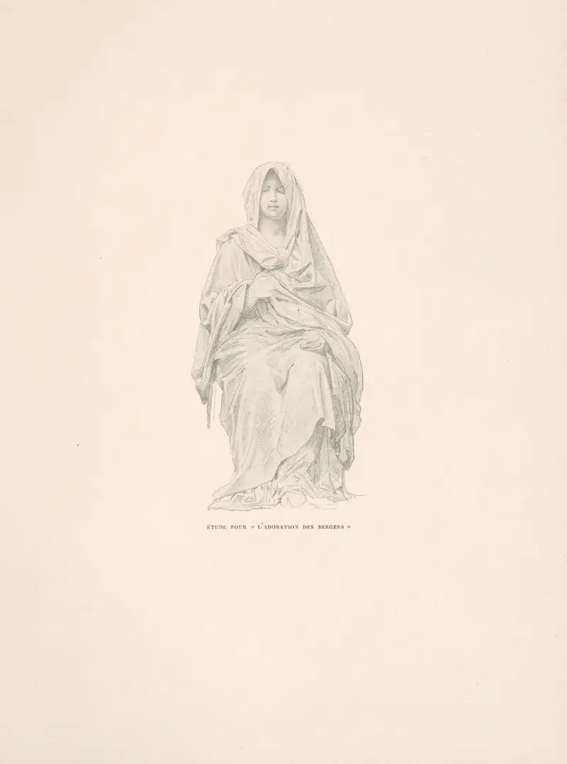 Studie för herdarnas tillbedjan av William Bouguereau
