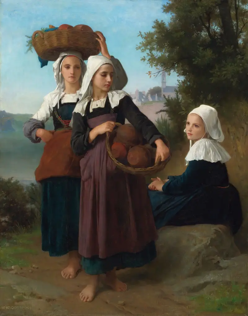 Fouesnant Girls Returning From The Market av William Bouguereau