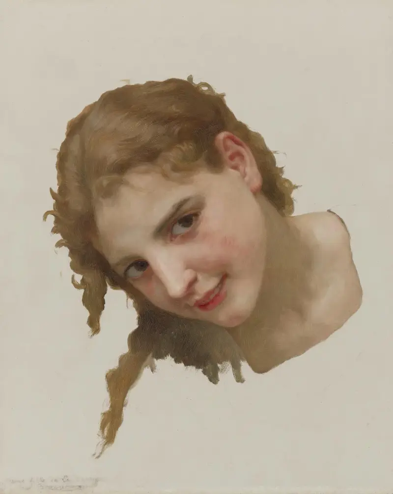 Ung flicka från La Rochelle (studie till Le Gué) av William Bouguereau