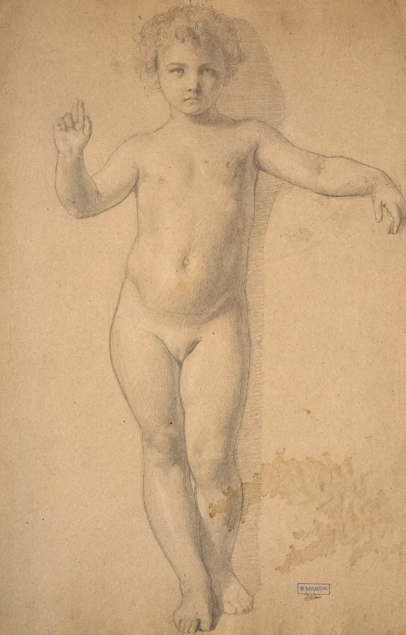 Stående naket barn av William Bouguereau