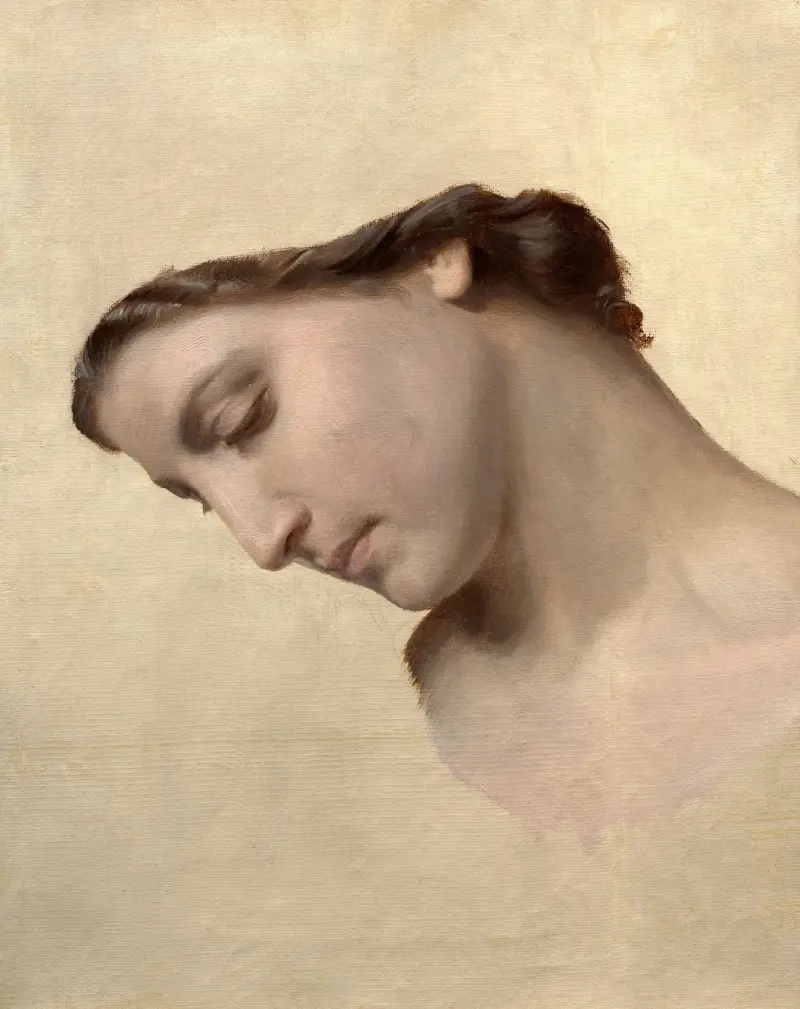 Studie av ett kvinnohuvud av William Bouguereau