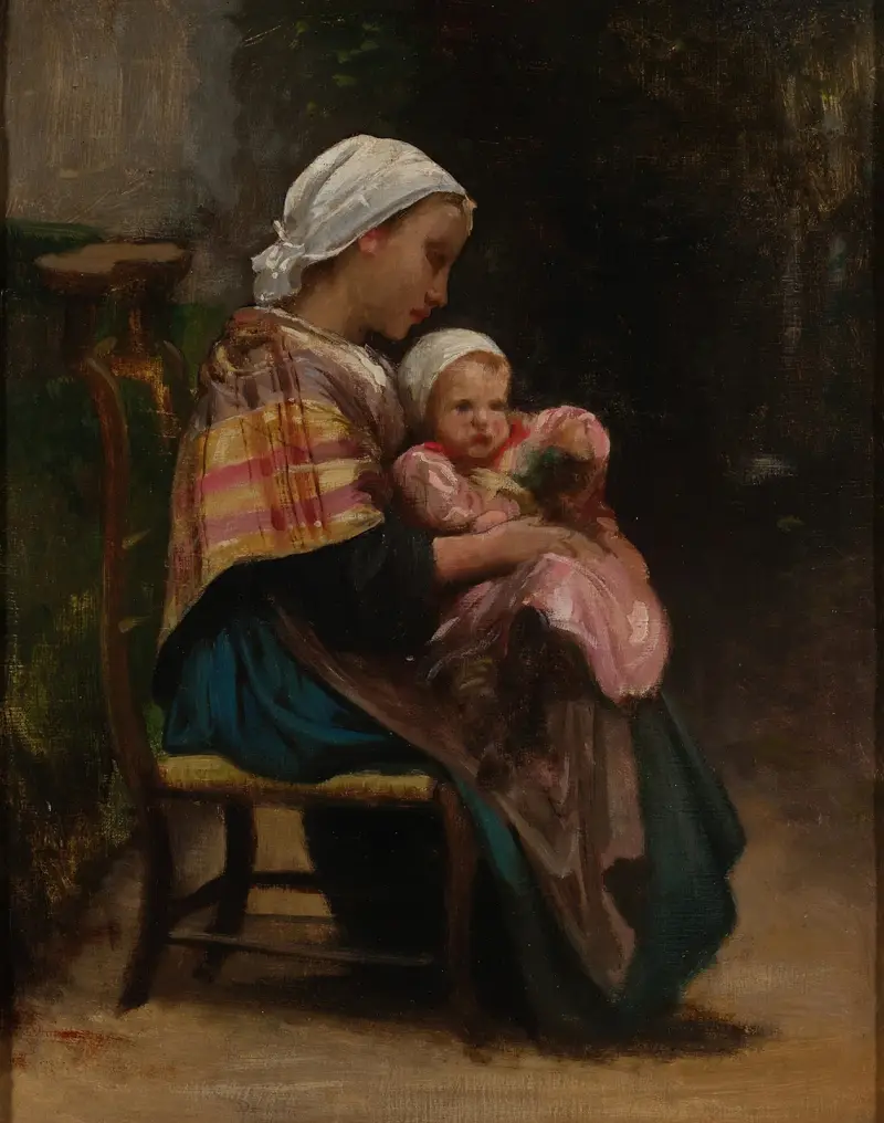 Studie av mor och barn av William Bouguereau