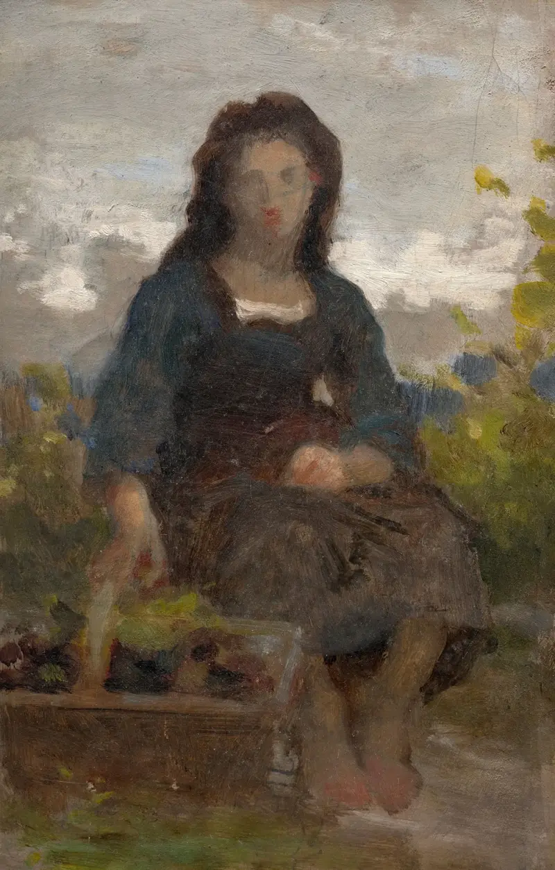 Study of a young grape harvester av William Bouguereau
