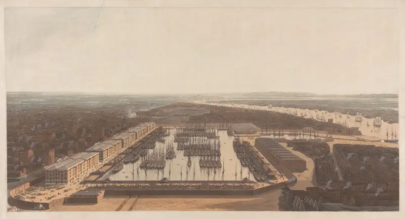 A View of the London Dock av William Daniell